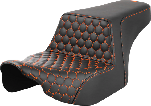 SADDLEMEN Step-Up Seat - Front Honeycomb - Orange Stitching - FL '23-'24 823-07-17703