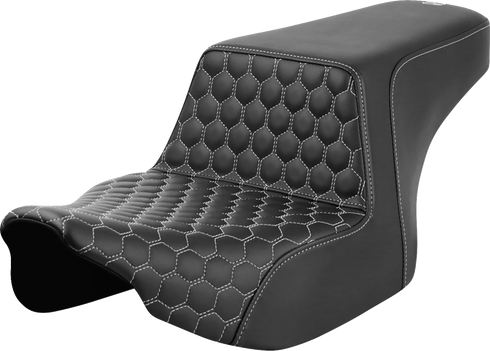 SADDLEMEN Step-Up Seat - Front Honeycomb - Silver Stitching - FL '23-'24 823-07-17705