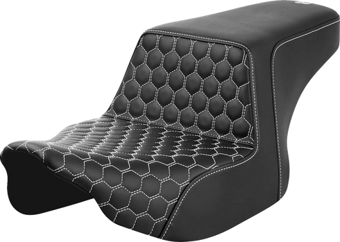 SADDLEMEN Step-Up Seat - Front Honeycomb - White Stitching - FL '23-'24 823-07-17706