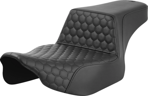 SADDLEMEN Step-Up Seat - Extended Reach - Front Honeycomb - Black Stitch - FL '23-'24 823-07-17800