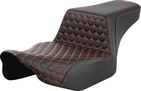SADDLEMEN Step-Up Seat - Extended Reach - Front Honeycomb - Orange Stitch - FL '23-'24 823-07-17803