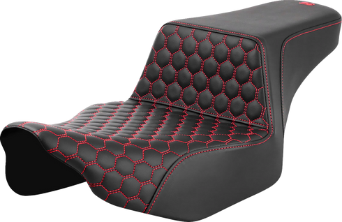 SADDLEMEN Step-Up Seat - Extended Reach - Front Honeycomb - Red Stitch - FL '23-'24 823-07-17804