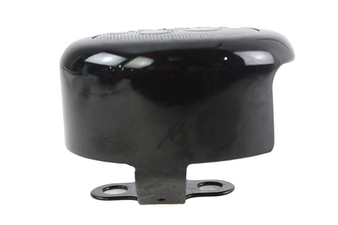 V-Twin Round Horn Cover Black with Chrome Flame - 42-0168