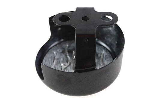 V-Twin Round Horn Cover Black with Chrome Flame - 42-0168