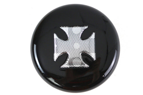 V-Twin Round Horn Cover Black with Chrome Maltese - 42-0170