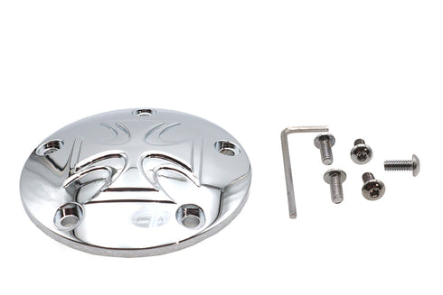 V-Twin Red Baron Cross Ignition System Cover 5-Hole Chrome - 42-0178
