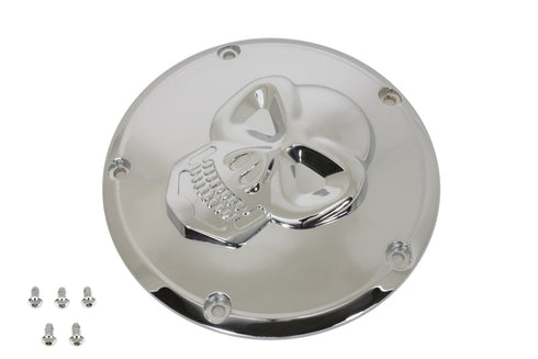 V-Twin Raised Skull Derby Cover Chrome - 42-0222
