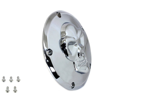 V-Twin Raised Skull Derby Cover Chrome - 42-0222