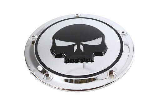 V-Twin Chrome 5 Hole Skull Derby Cover - 42-0263