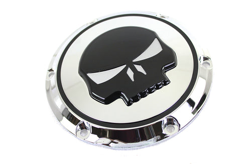 V-Twin Chrome 6 Hole Skull Derby Cover - 42-0265