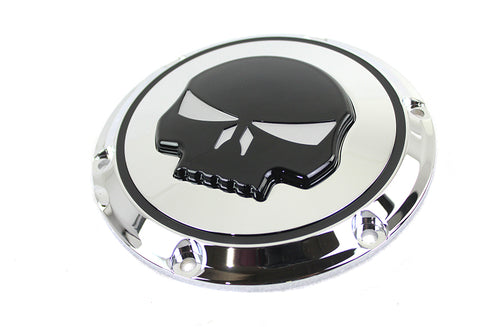 V-Twin Chrome 6 Hole Skull Derby Cover - 42-0265