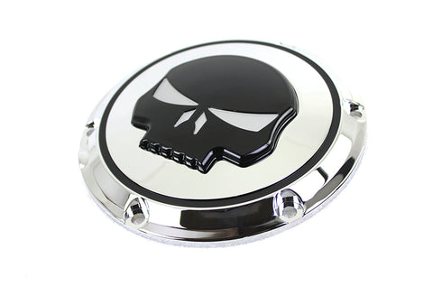 V-Twin Chrome 6 Hole Skull Derby Cover - 42-0265