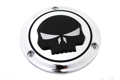 V-Twin Chrome 3 Hole Skull Derby Cover - 42-0267