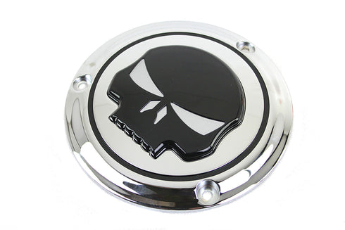 V-Twin Chrome 3 Hole Skull Derby Cover - 42-0267