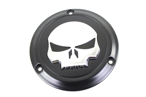 V-Twin Black 3 Hole Skull Derby Cover - 42-0268
