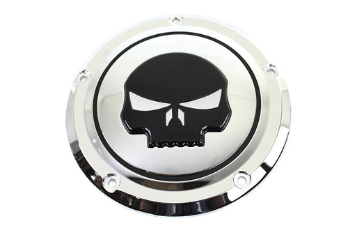 V-Twin Chrome 5 Hole Skull Derby Cover - 42-0269