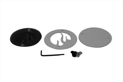 V-Twin Black Mesh Flame Chrome Ignition System Cover - 42-0465