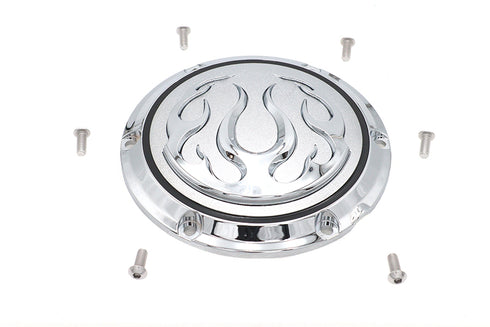 V-Twin Chrome 6-Hole Flame Derby Cover - 42-0468