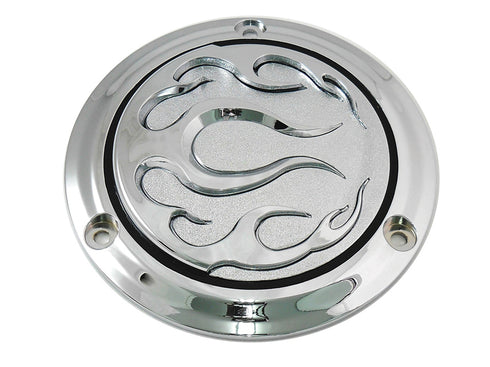 V-Twin Chrome 3-Hole Flame Derby Cover - 42-0470