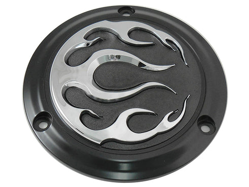 V-Twin Black 3-Hole Flame Derby Cover - 42-0471