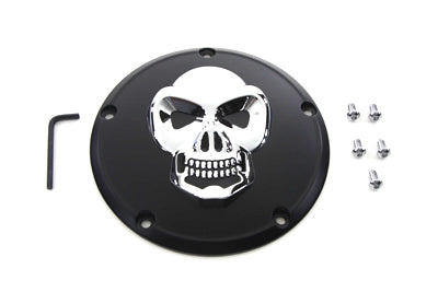 V-Twin Black Derby Cover with Chrome Skull - 42-0559