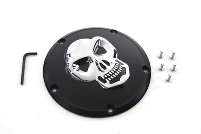 V-Twin Black Derby Cover with Chrome Skull - 42-0559