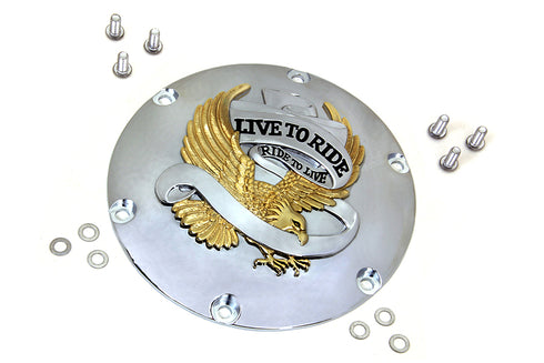 V-Twin Eagle Spirit Derby Cover Gold Inlay - 42-0713