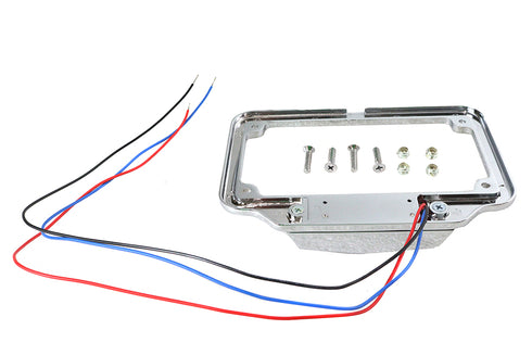V-Twin License Plate Frame Chrome Billet with LED Red Top Lamp - 42-0923