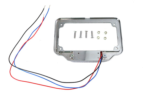 V-Twin License Plate Frame Chrome Billet with LED Red Top Lamp - 42-0923