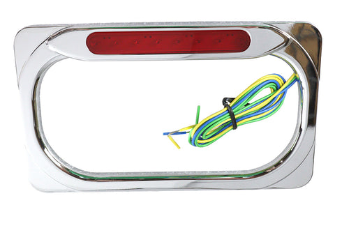 V-Twin License Plate Frame Chrome Billet with LED Top Lamp - 42-0966