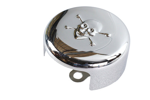 V-Twin Skull Round Horn Cover Chrome - 42-1036