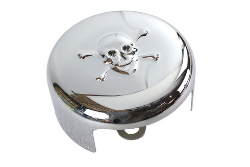 V-Twin Skull Round Horn Cover Chrome - 42-1036
