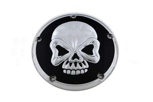 V-Twin Skull Design 5 Hole Derby Cover Chrome - 42-1081