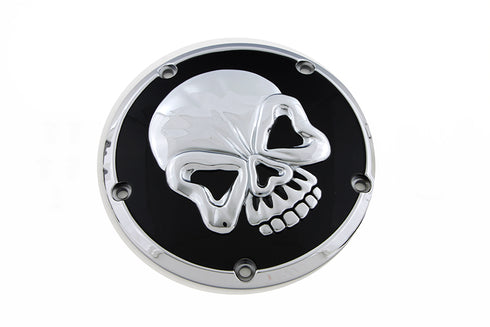 V-Twin Skull Design 5 Hole Derby Cover Chrome - 42-1081