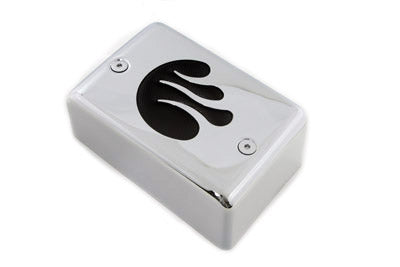 V-Twin Chrome Ignition Module Cover with Black Flame - 42-1109