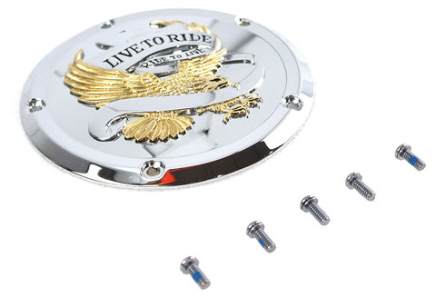 V-Twin 5-Hole Derby Cover Gold Inlay - 42-1235