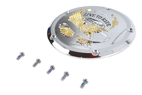 V-Twin 5-Hole Derby Cover Gold Inlay - 42-1235