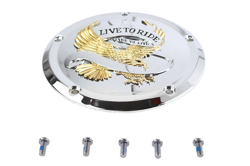 V-Twin 5-Hole Derby Cover Gold Inlay - 42-1235