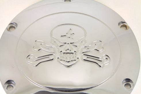 V-Twin Skull with Cross Bones Derby Cover Chrome - 42-1266