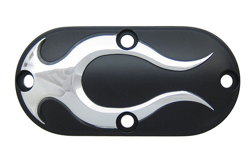 V-Twin Black Inspection Cover with Chrome Flame - 42-1271