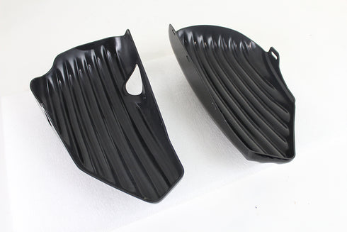 V-Twin Finned Oil Tank and Battery Side Cover Set Gloss Black - 42-1453