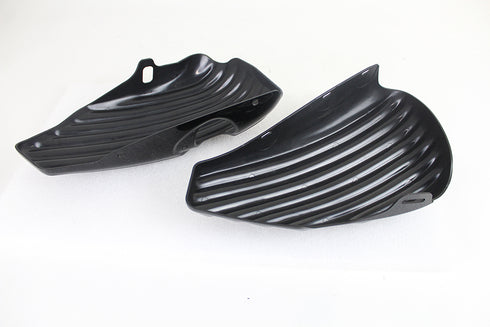 V-Twin Finned Oil Tank and Battery Side Cover Set Gloss Black - 42-1453