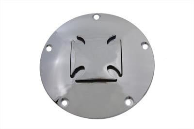 V-Twin Iron Cross Raised Derby Cover Chrome Billet - 42-6025