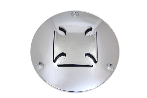 V-Twin Iron Cross Raised Primary Derby Cover Chrome Billet - 42-6070