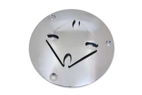 V-Twin Iron Cross Raised Primary Derby Cover Chrome Billet - 42-6070