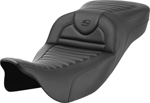 SADDLEMEN Roadsofa™ Extended Reach Seat - without Backrest - Tuck-n-Roll - Carbon Fiber - FL '08-'24 808-07B-20500