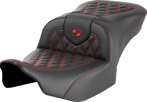 SADDLEMEN Roadsofa™ Seat - without Backrest - Red Lattice Stitch - FLTR/FLHX '23-'24 823-07-18204