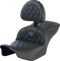 SADDLEMEN RoadSofa™ Seat - with Backrest - Lattice Stitch - Blue Stitch - FLTR/FLHX '23-'24 823-07-182B1