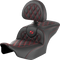 SADDLEMEN RoadSofa™ Seat - with Backrest - Lattice Stitch - Red Stitch - FLTR/FLHX '23-'24 823-07-182B4
