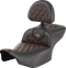 SADDLEMEN Roadsofa™ Extended Reach Seat - with Backrest - Lattice Stitch - Orange Stitch - FLTR/FLHX '23-'24 823-07-184B3